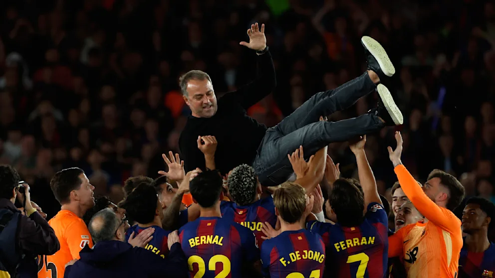 Borussia Dortmund: Karim Adeyemi moves to FC Barcelona | sport 12 Hansi Flick (61 years old) celebrates winning the championship