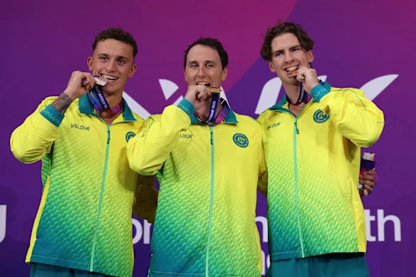 Australia go 1-2-3 in the men's 50m freestyle with Cam McAvoy winning gold, Flynn Southam silver and Jamie Jack bronze.
