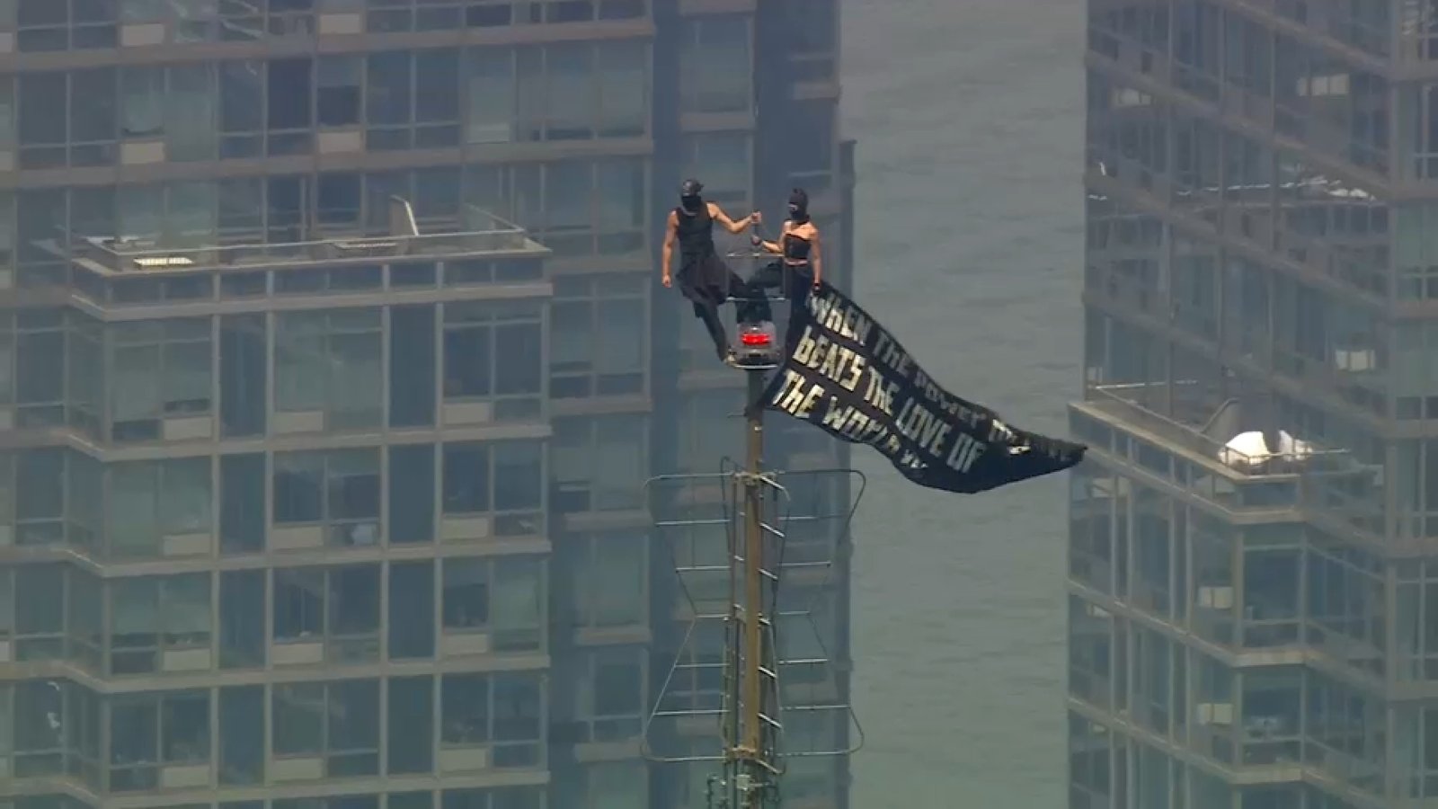 Daredevil couple Angela Nicolaou and Ivan Berkus climbed to the top of the Empire State Building in New York, got engaged and were taken into custody 14 Daredevil couple Angela Nicolaou and Ivan Berkus climbed to the