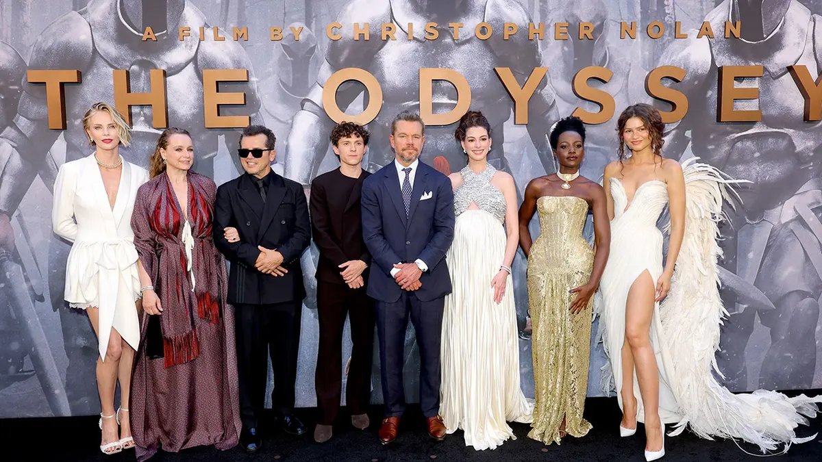 Elon Musk plans to create an AI version of "Odyssey" after criticism of Nolan's casting 14 At the premiere are Charlize Theron, Samantha Morton, John Leguizamo, Tom Holland, Matt Damon, Anne Hathaway, Lupita Nyong'o and Zendaya.