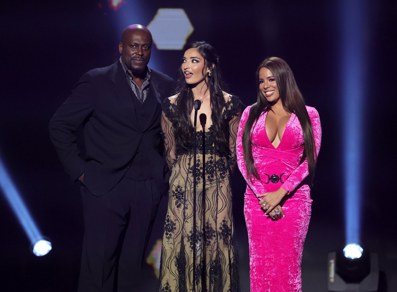 Lexington Steele, Emily Willis and Luna Star present an award at the 2023 Adult Video News Awards at Resorts World Las Vegas on January 7, 2023 in Las Vegas.