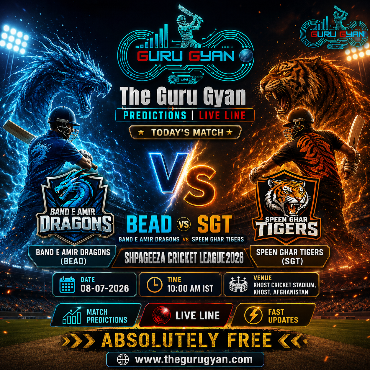 Group E Amir Dragons vs Speen Ghar Tigers T20 today at Khost Cricket Stadium, Khost Stadium in Afghanistan 11 Group E Amir Dragons vs Speen Ghar Tigers T20 today
