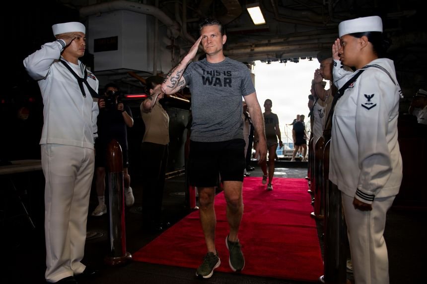 Hegseth calls for action after sailors appear to flout his beard policy 11 Defense Secretary Pete Hegseth aboard the USS Boxer in Singapore, May 29, 2026.