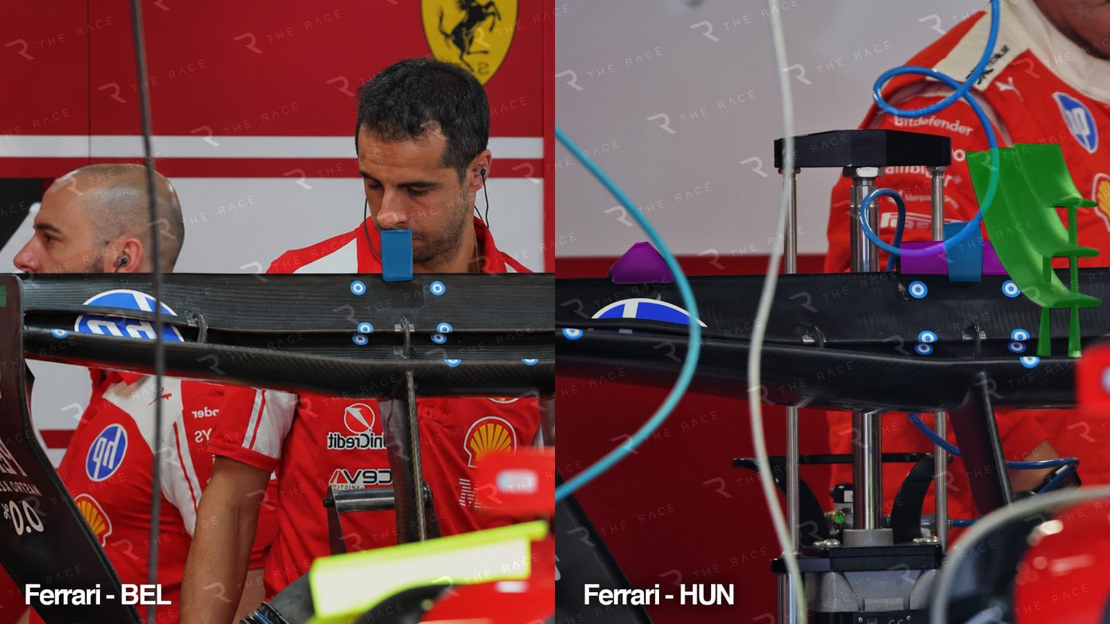 How Ferrari's Macarena wing upgrade borrows from McLaren 13 Ferrari F1 rear wing comparison
