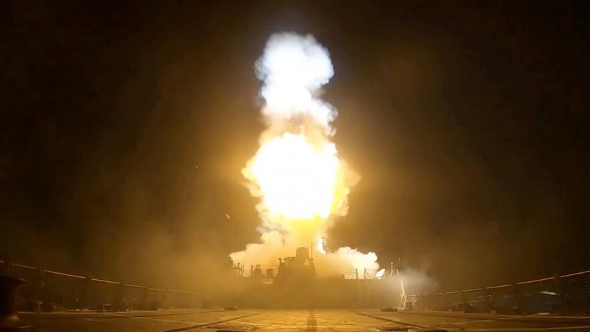 The projectile was fired during what US Central Command (CENTCOM) said was the third round of strikes on Iran this week. This screenshot is from a handout video released on July 11, 2026.