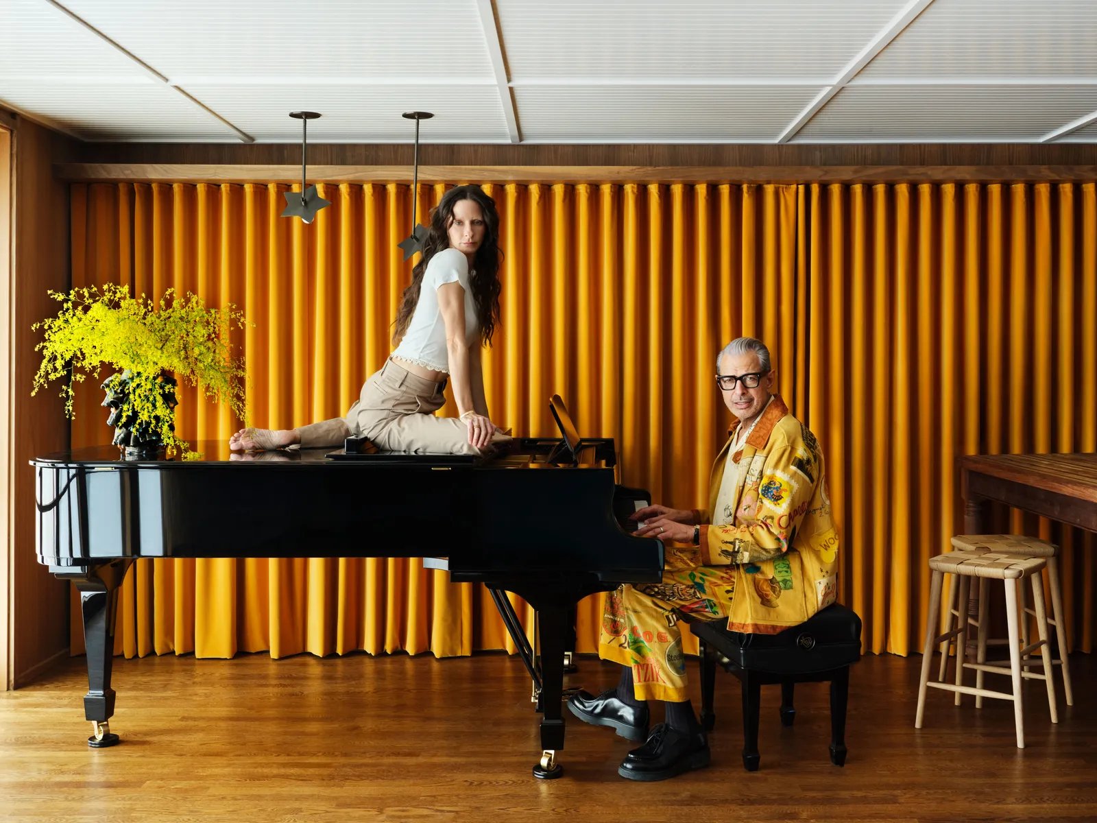 Image may contain Jeff Goldblum, Emily Livingston, keyboard, piano, performer and person