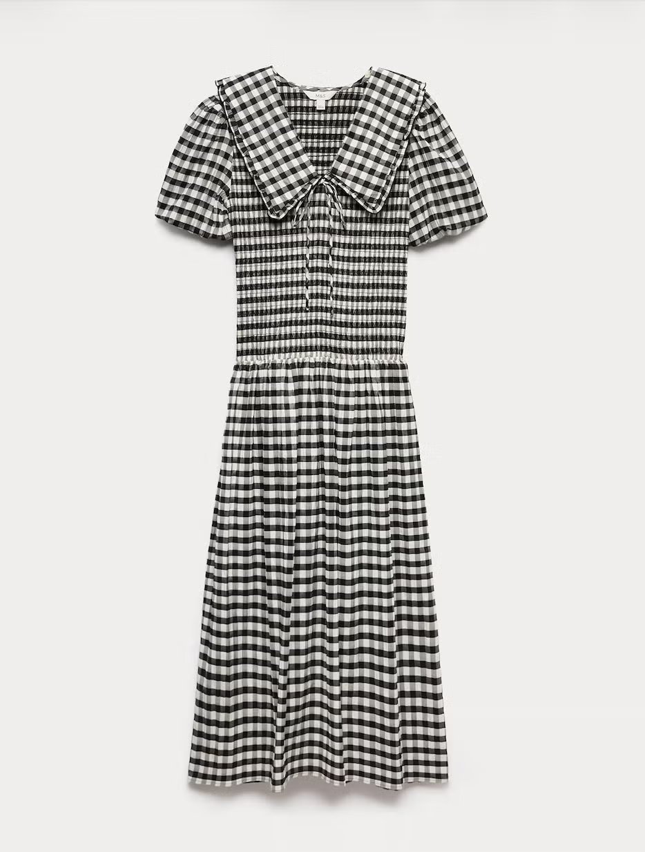 Marks and Spencer in tartan Kate Middleton in a plaid dress