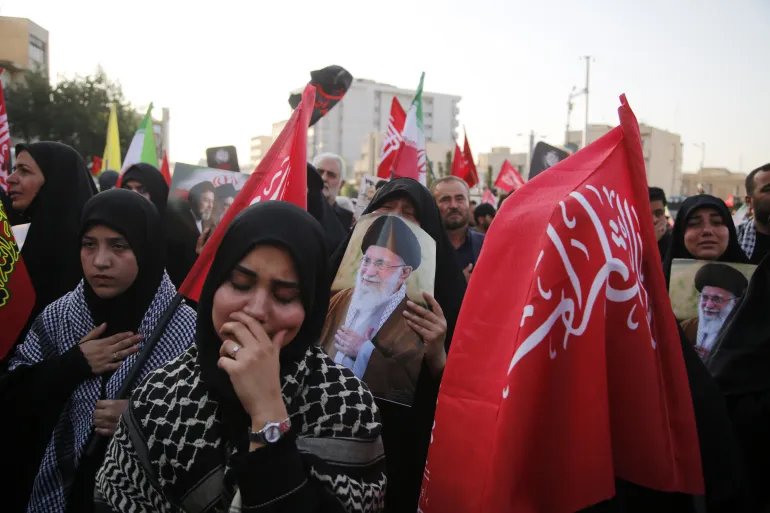 TEHRAN, IRAN - JULY 6: Millions of people gather on the streets of Tehran, Iran to attend the farewell ceremony for former Iranian Supreme Leader Ali Khamenei, who died in attacks carried out by the United States and Israel, on July 6, 2026. The ceremony began early in the morning as mourners carrying Iranian flags and placards filled Damavand Avenue, Imam Hossein Square, Enghelab Square and Azadi Square in the capital. Participants in the procession expressed grief. (Photo by Fatemeh Bahrami/Anadolu via Getty Images)