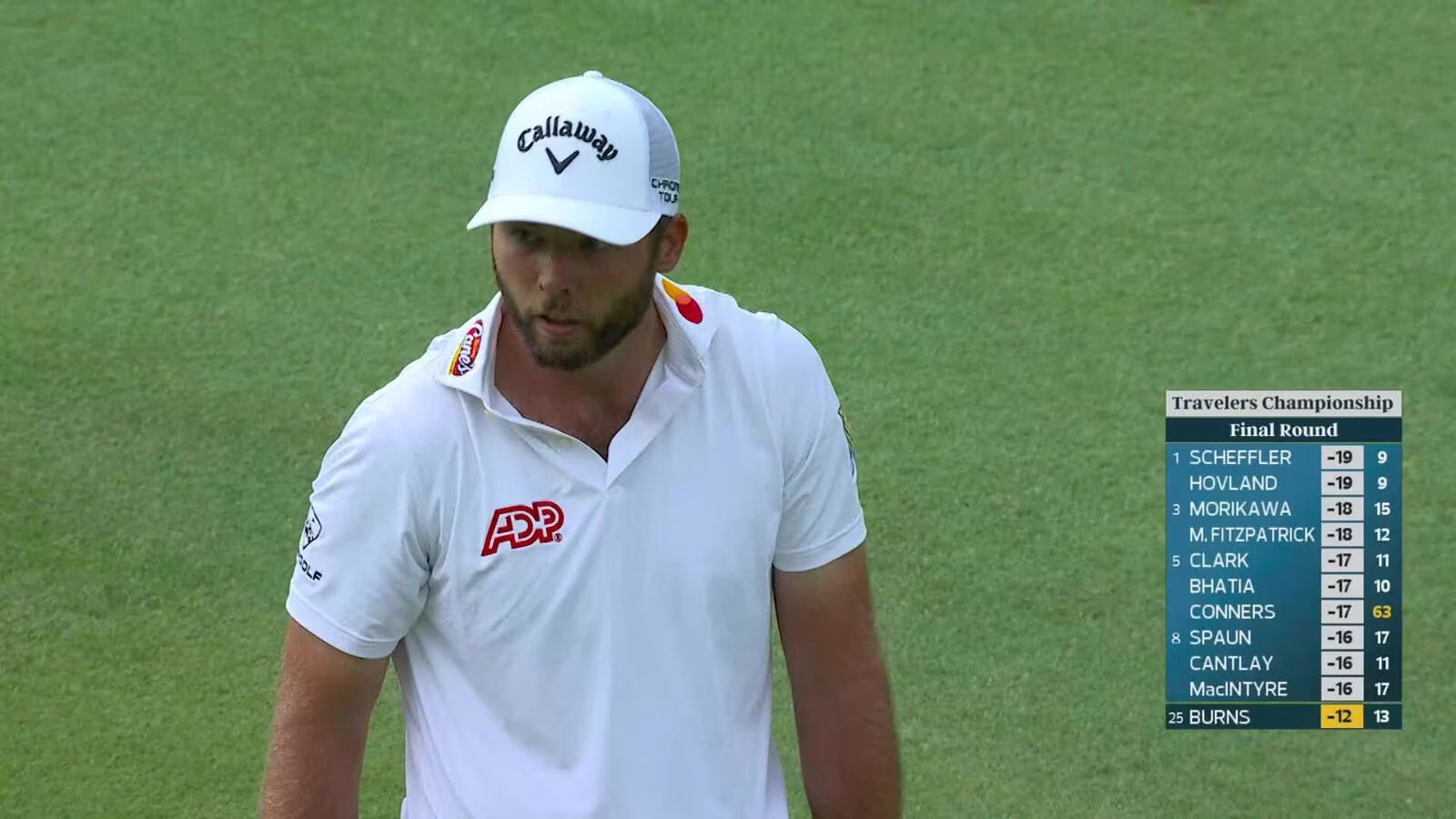 Sam Burns made a late decision to play the British Open after having a baby girl early 11 Sam Burns scores eagle on a 131-yard approach at the Travelers' 14th.