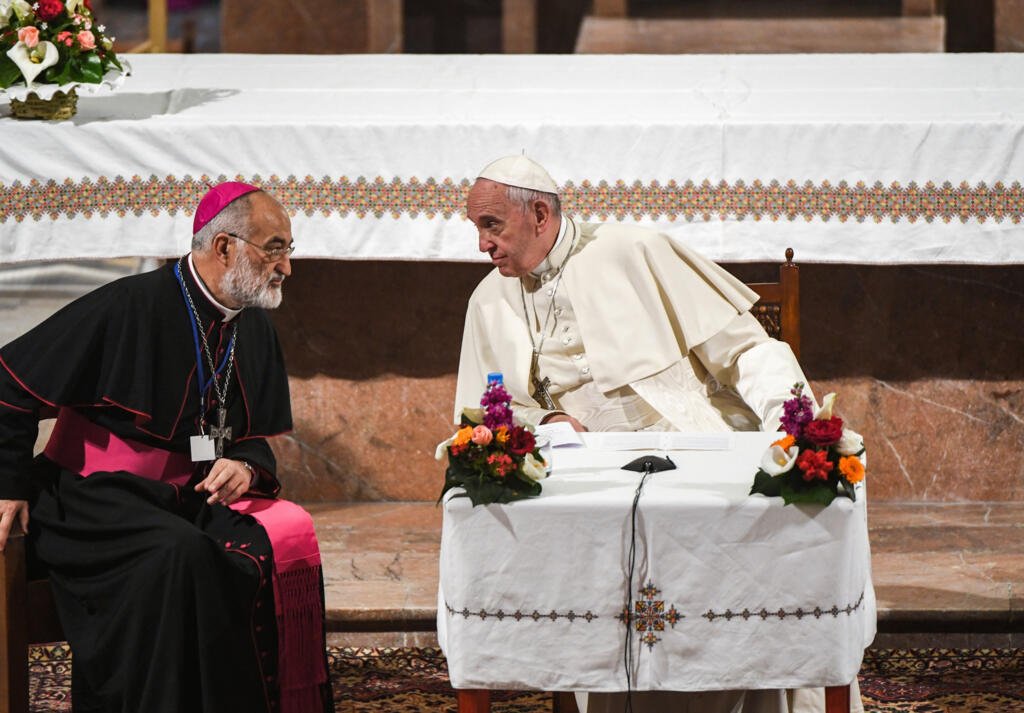 Several women accuse the Archbishop of Rabat, Spanish Cardinal Lopez Romero of sexual abuse 11 File photo: Pope Francis (center) speaks with Rabat Archbishop Cristobal Lopez Romero (left) at Rabat Catholic Cathedral on March 31, 2019.