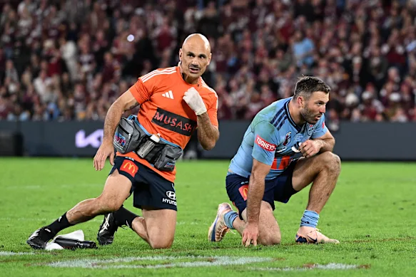 It was an early evening for Blues defender James Tedesco.