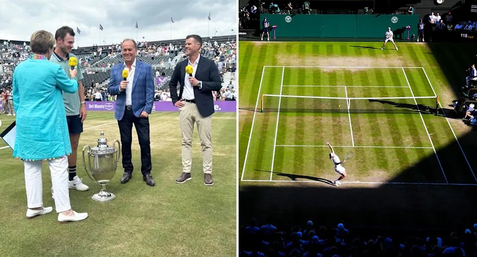 John Lloyd with other commentators at Wimbledon.