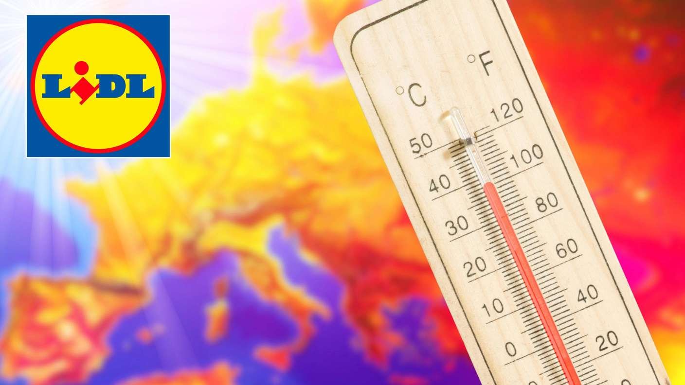 Thermometer in front of a weather map in hot weather