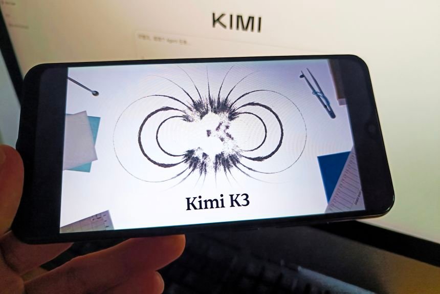 The Kimi K3 logo appears on a mobile phone in Suqiang, Jiangsu, China, on Friday.