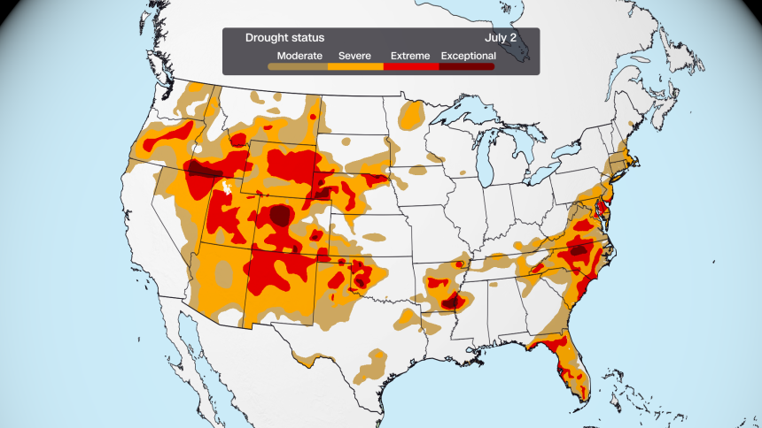 There will be a major change in the thermal dome setup over the West this weekend. 11 Drought areas as of early July.