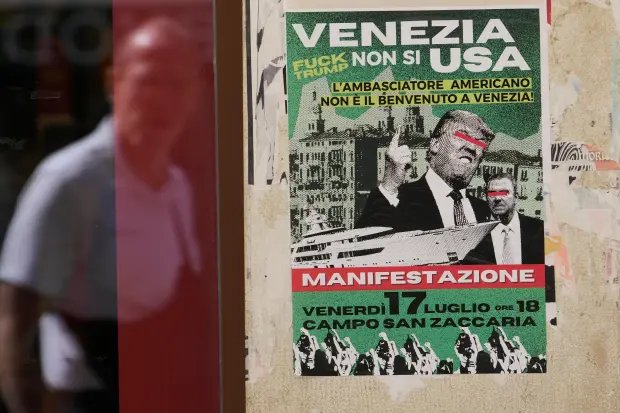 Protest poster against US Ambassador Tilman Fertitta...