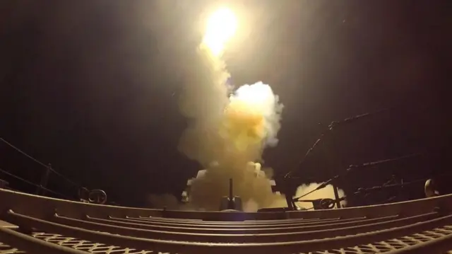 Smoke and explosions from an American cannon or cannon