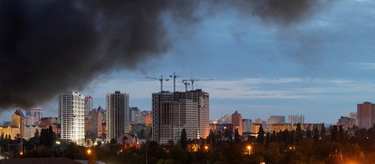 Smoke rises above the Ukrainian capital Kyiv. | REUTERS Smoke rises above the Ukrainian capital Kyiv.
