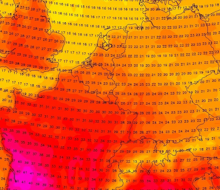 Germany still has pleasant temperatures. But the forecast predicts temperatures of up to 41 degrees will again be possible in south-west France today.
