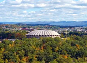 The WVU Coliseum, designed by Charleston architecture firm C.E. Silling and Associates, is one of the most famous examples of Brutalist architecture in West Virginia. The firm later designed the West Virginia Cultural Center, which opened in Charleston in 1976. 