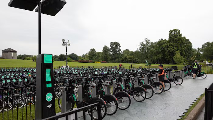 Bike station on the plain during the Summer Festival in July 2025.