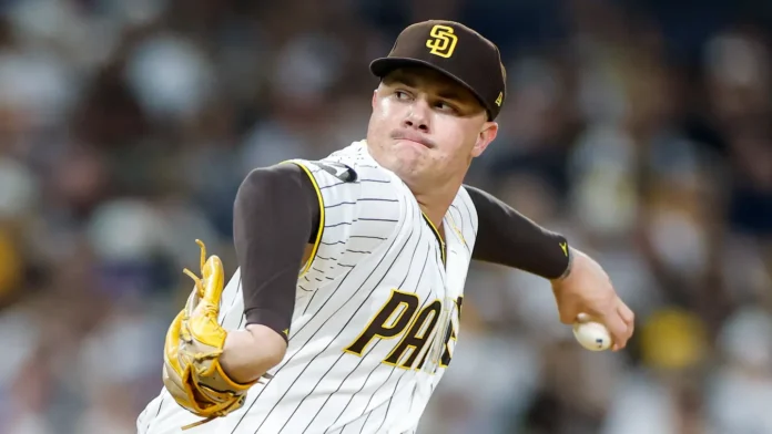 Sep 26, 2026; San Diego, California, USA;  San Diego Padres relief pitcher Adrian Morejon (50) throws a pitch during the eighth inning against the Arizona Diamondbacks at Petco Park.  Mandatory Credit: David Frerker-Imagn Images